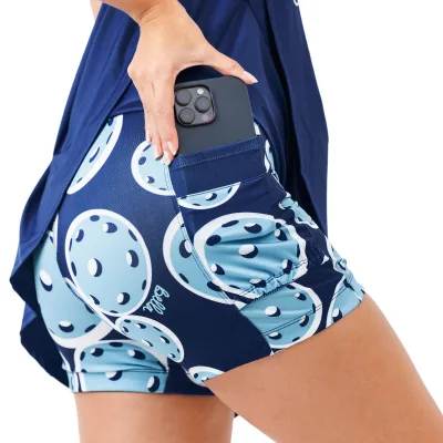 Pickleball Bella Navy with Double Bounce A-Line Skort