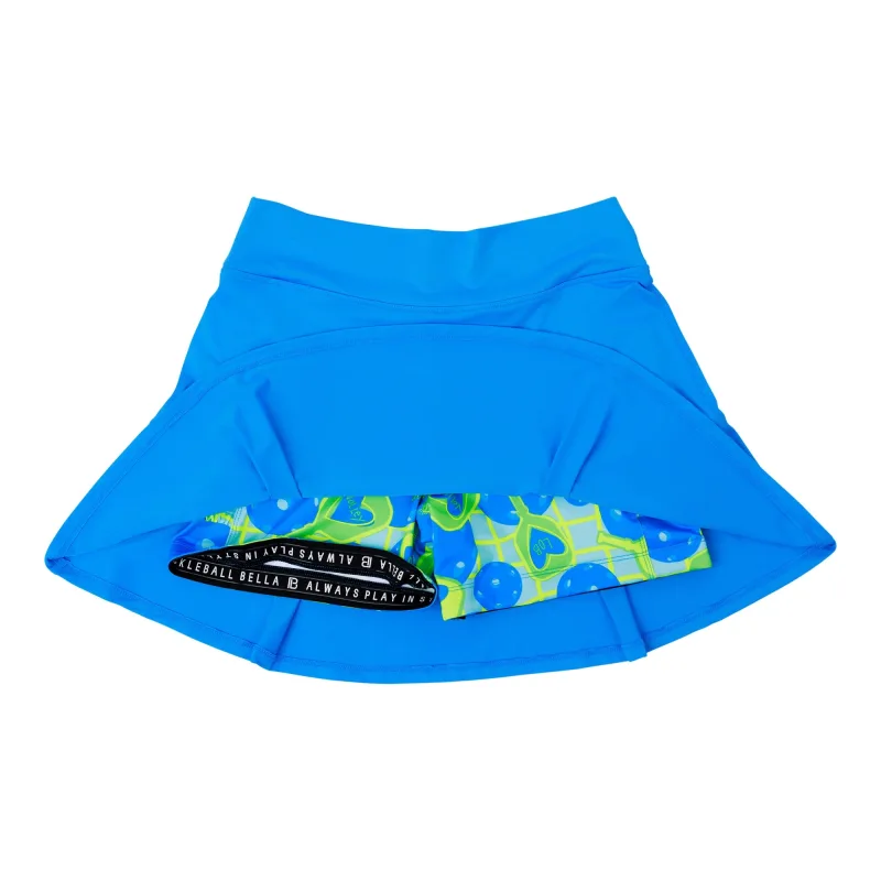 Pickleball Bella Electric Blue Drop Pleat Skort
