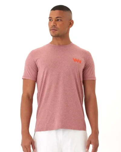Wringer Wear Camiseta técnica con logo para hombre | Heather Sun Dried Tomato
