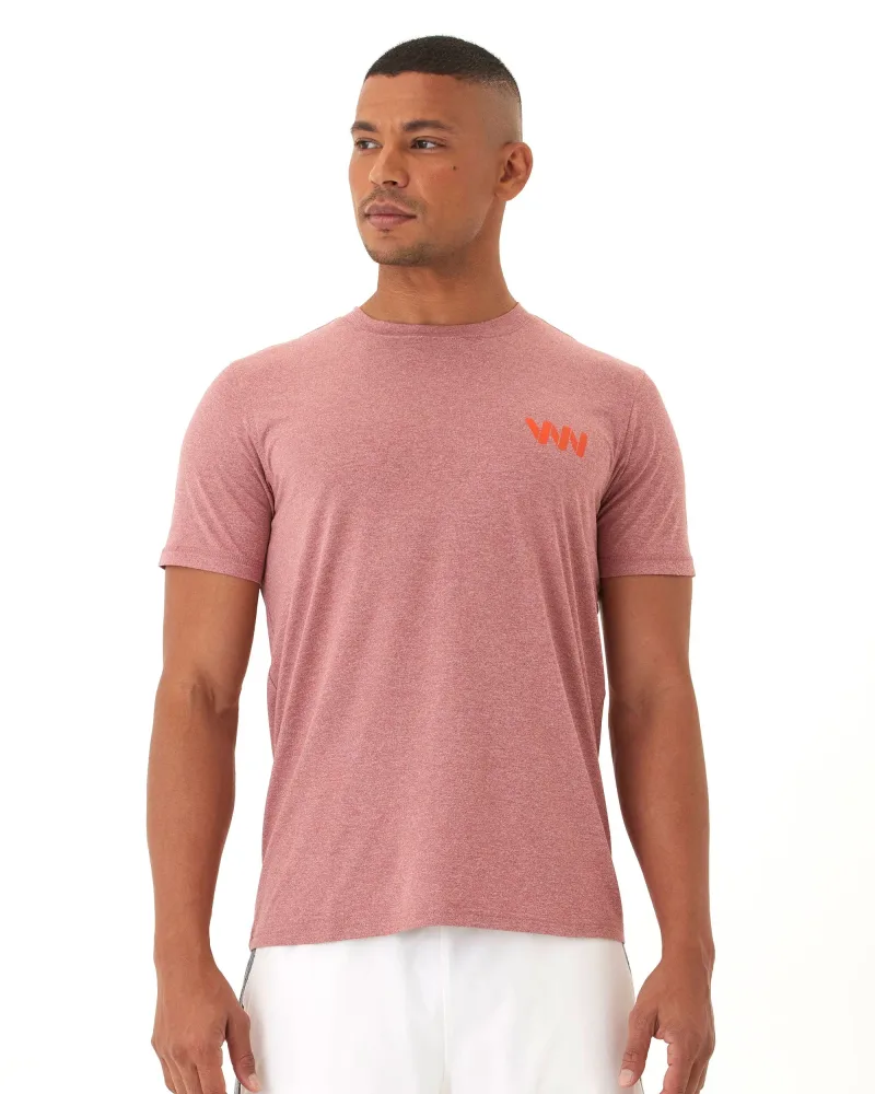 Wringer Wear Camiseta técnica con logo para hombre | Heather Sun Dried Tomato