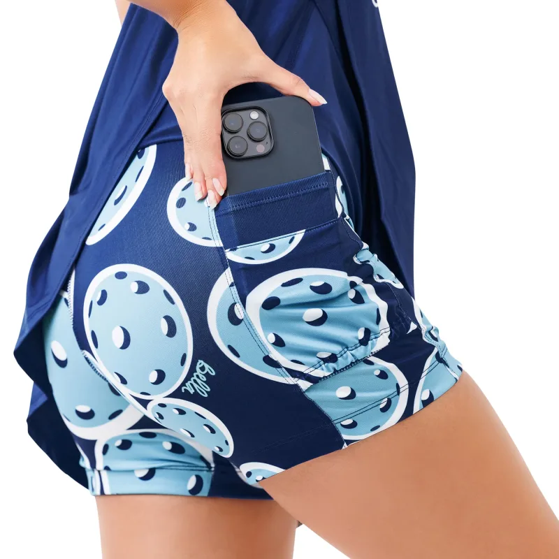 Pickleball Bella Navy with Double Bounce Drop Pleat Skort