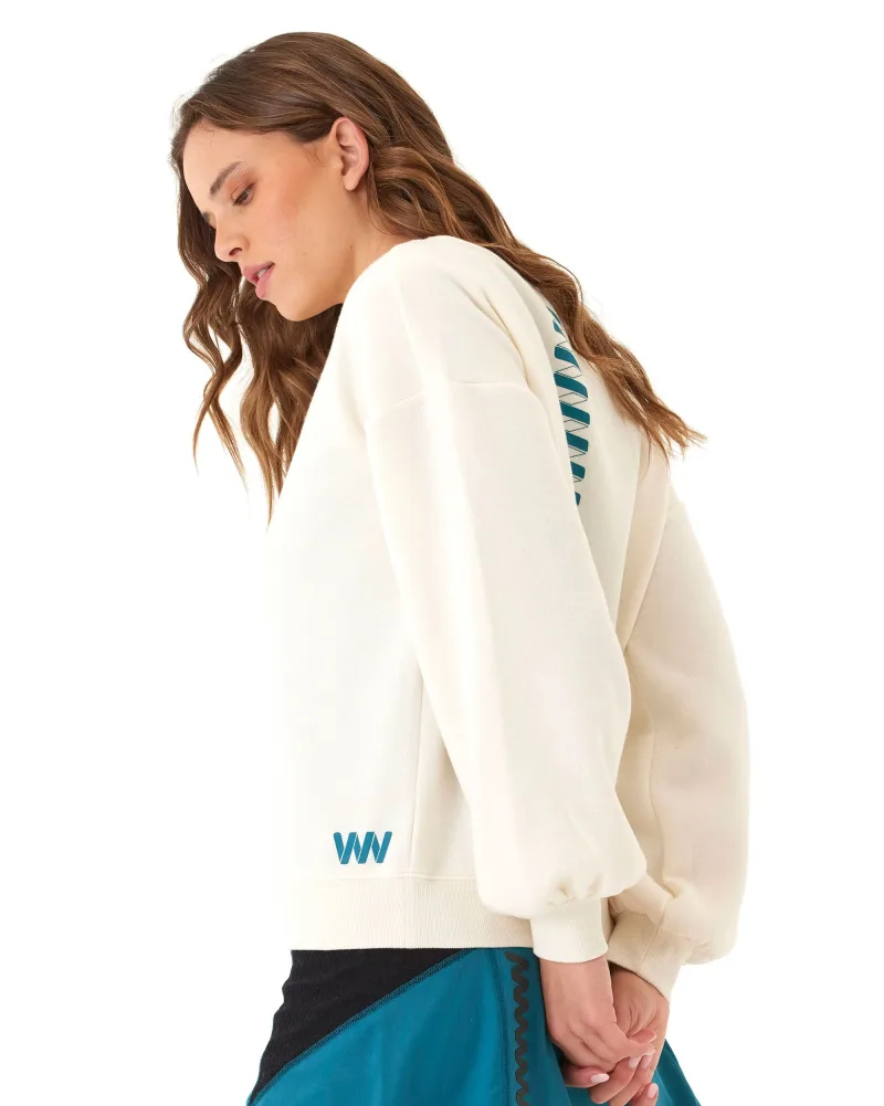 Wringer Wear 여성 크루넥 스웨트셔츠 | Whisper White