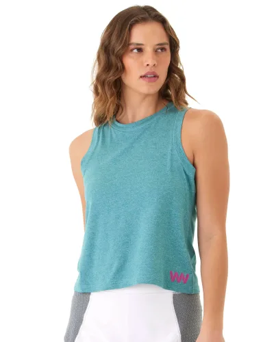 Wringer Wear Women's Logo Performance Tank | Heather Deep Lake