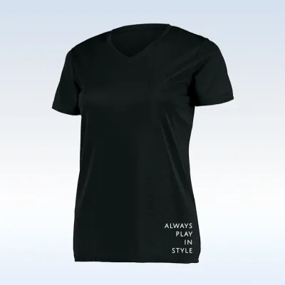 Pickleball Bella Sort Kortærmet V-Neck T-shirt