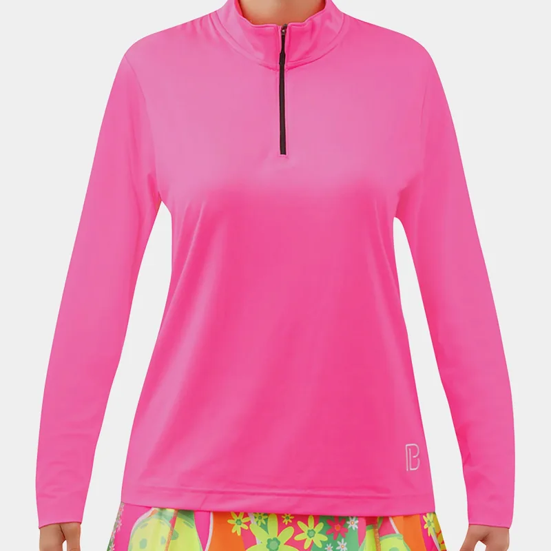 Sudadera con media cremallera Pickleball Bella Hot Pink