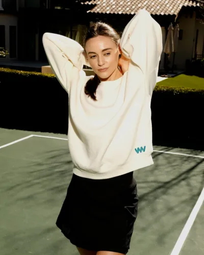 Wringer Wear 여성 크루넥 스웨트셔츠 | Whisper White